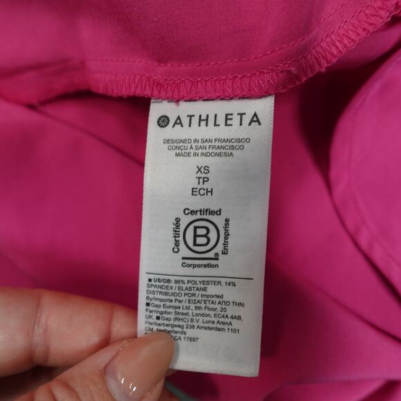 Athleta Dress Womens Extra Small Rincon Pink Athleisure Mini Cinch Waist Barbie - Picture 7 of 14